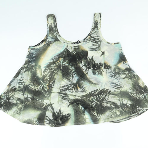 Divided by H&M Womens Multicoloured Geometric Polyester Basic Tank Size 8 Scoop Neck - Palm Tree Print