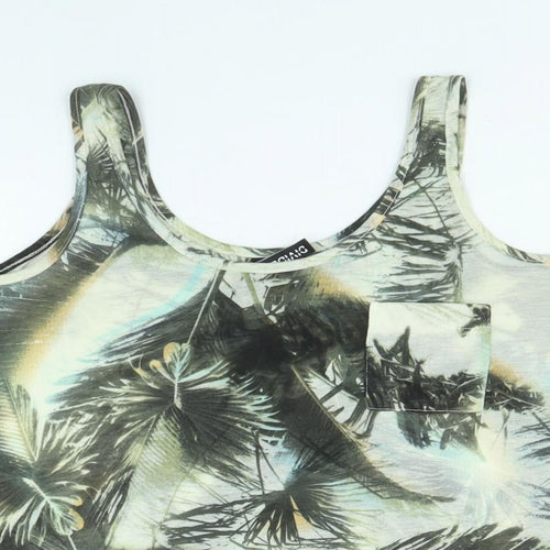 Divided by H&M Womens Multicoloured Geometric Polyester Basic Tank Size 8 Scoop Neck - Palm Tree Print