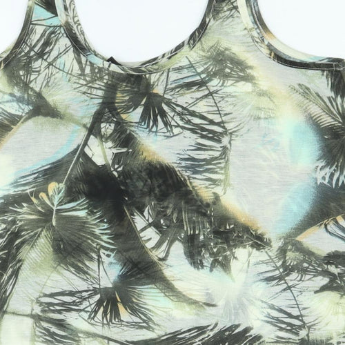 Divided by H&M Womens Multicoloured Geometric Polyester Basic Tank Size 8 Scoop Neck - Palm Tree Print
