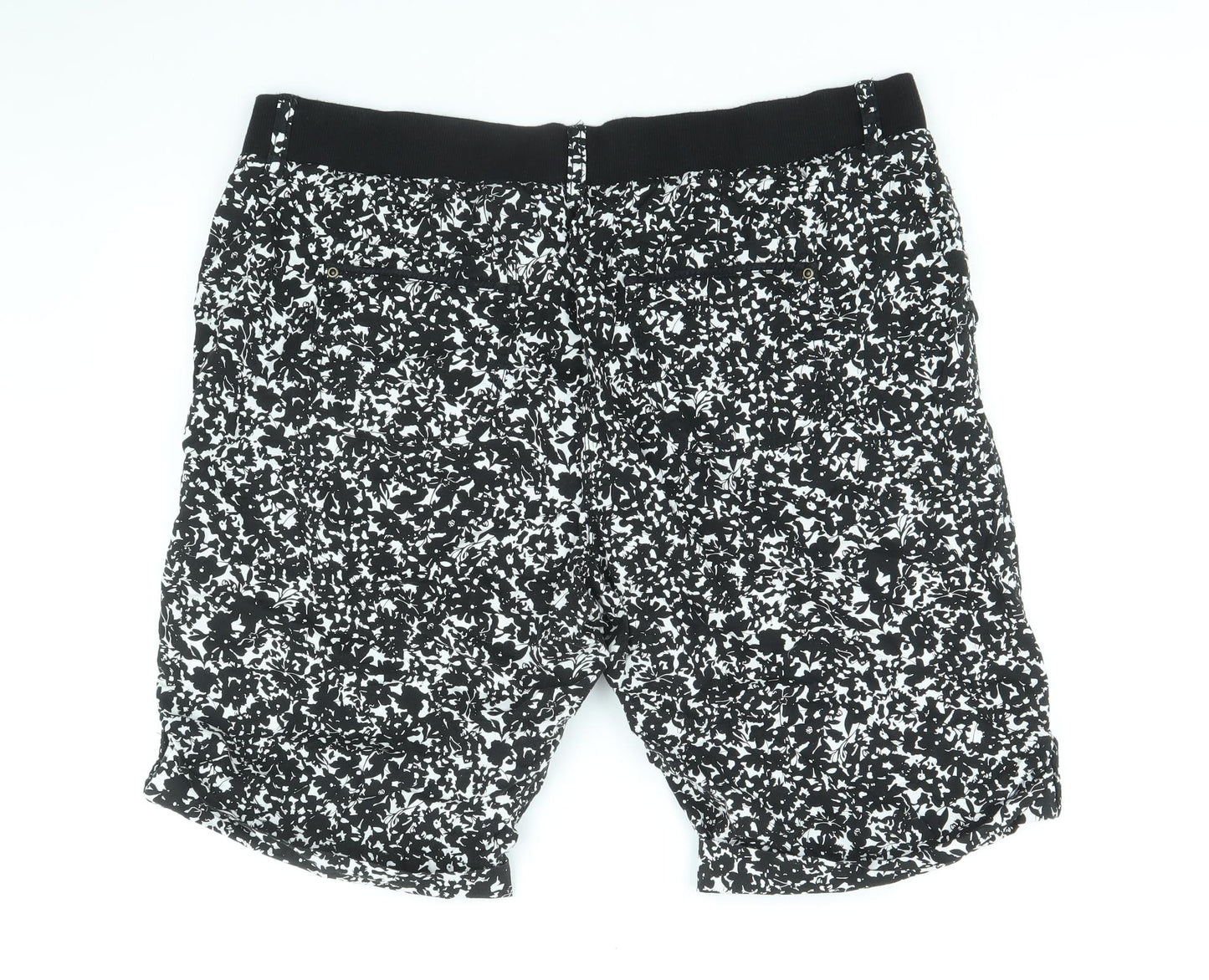 George Womens Black Floral 100% Cotton Bermuda Shorts Size 18 Regular Drawstring