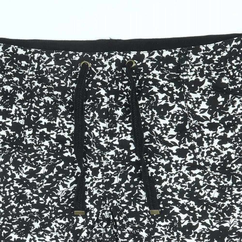 George Womens Black Floral 100% Cotton Bermuda Shorts Size 18 Regular Drawstring