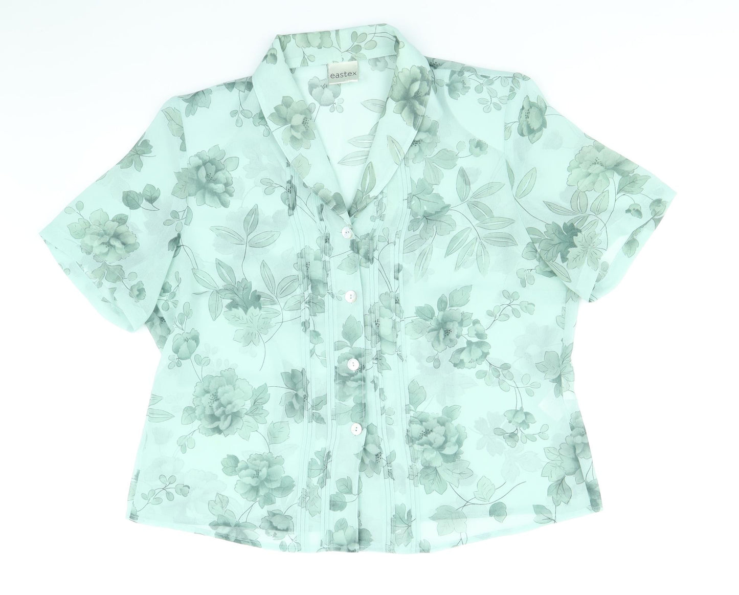 Eastex Womens Green Geometric Polyester Basic Blouse Size 16 V-Neck