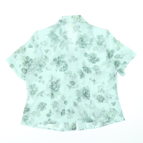 Eastex Womens Green Geometric Polyester Basic Blouse Size 16 V-Neck