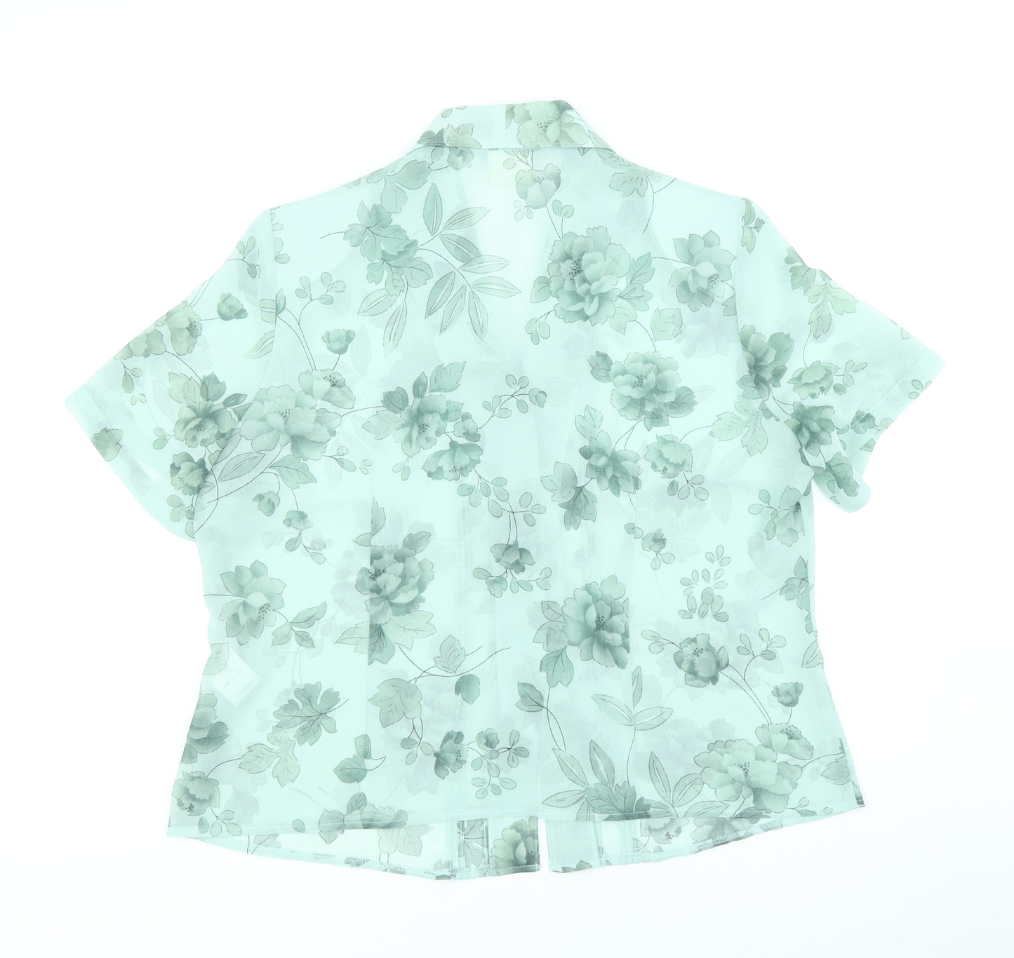 Eastex Womens Green Geometric Polyester Basic Blouse Size 16 V-Neck