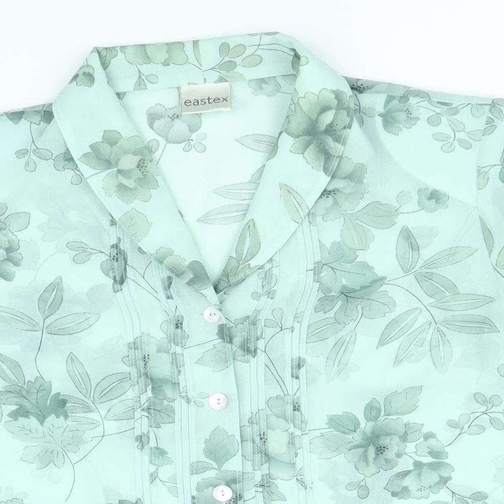 Eastex Womens Green Geometric Polyester Basic Blouse Size 16 V-Neck