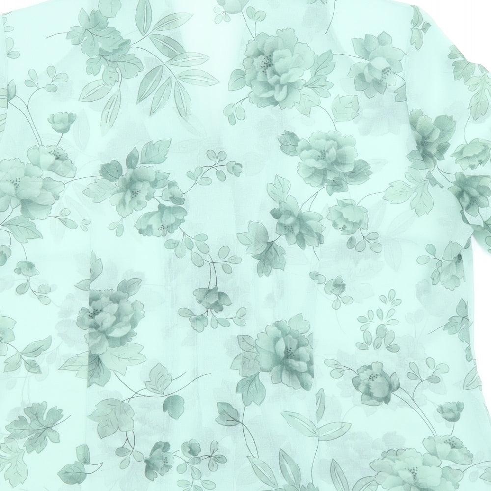 Eastex Womens Green Geometric Polyester Basic Blouse Size 16 V-Neck