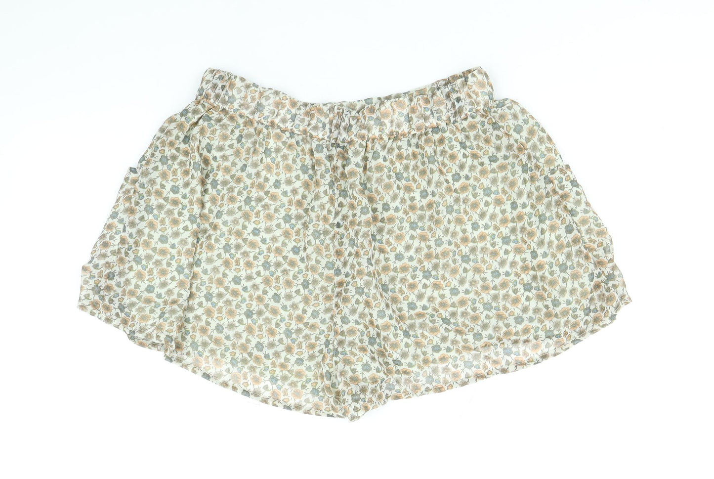 H&M Womens Multicoloured Floral Polyester Bermuda Shorts Size 10 Regular Pull On