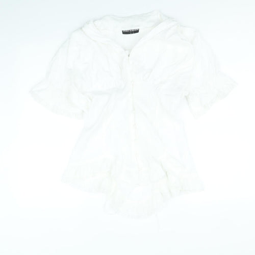 Scarlett Darkness Womens White Viscose Basic Blouse Size L V-Neck