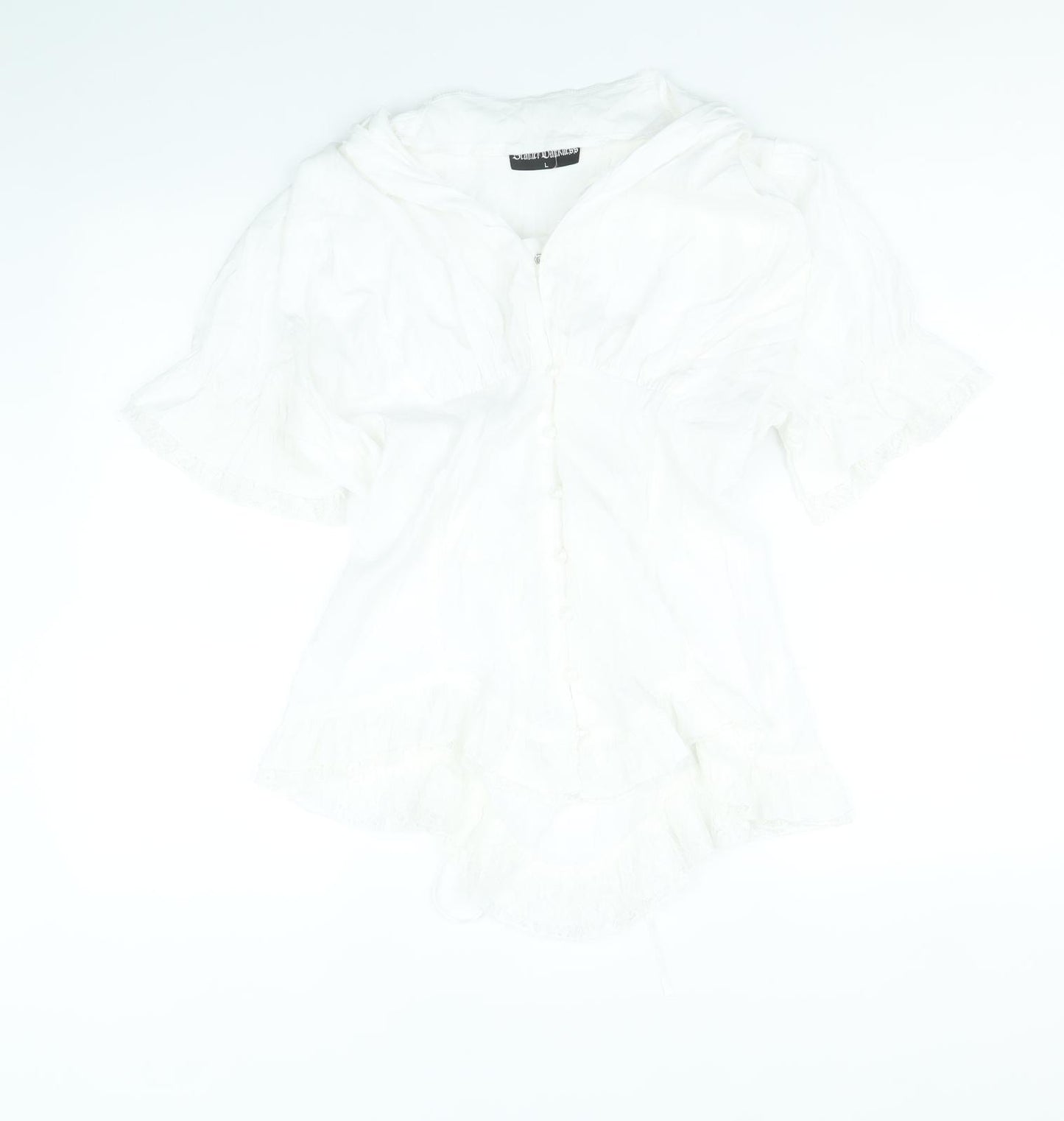 Scarlett Darkness Womens White Viscose Basic Blouse Size L V-Neck