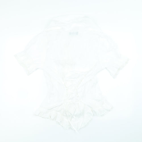 Scarlett Darkness Womens White Viscose Basic Blouse Size L V-Neck