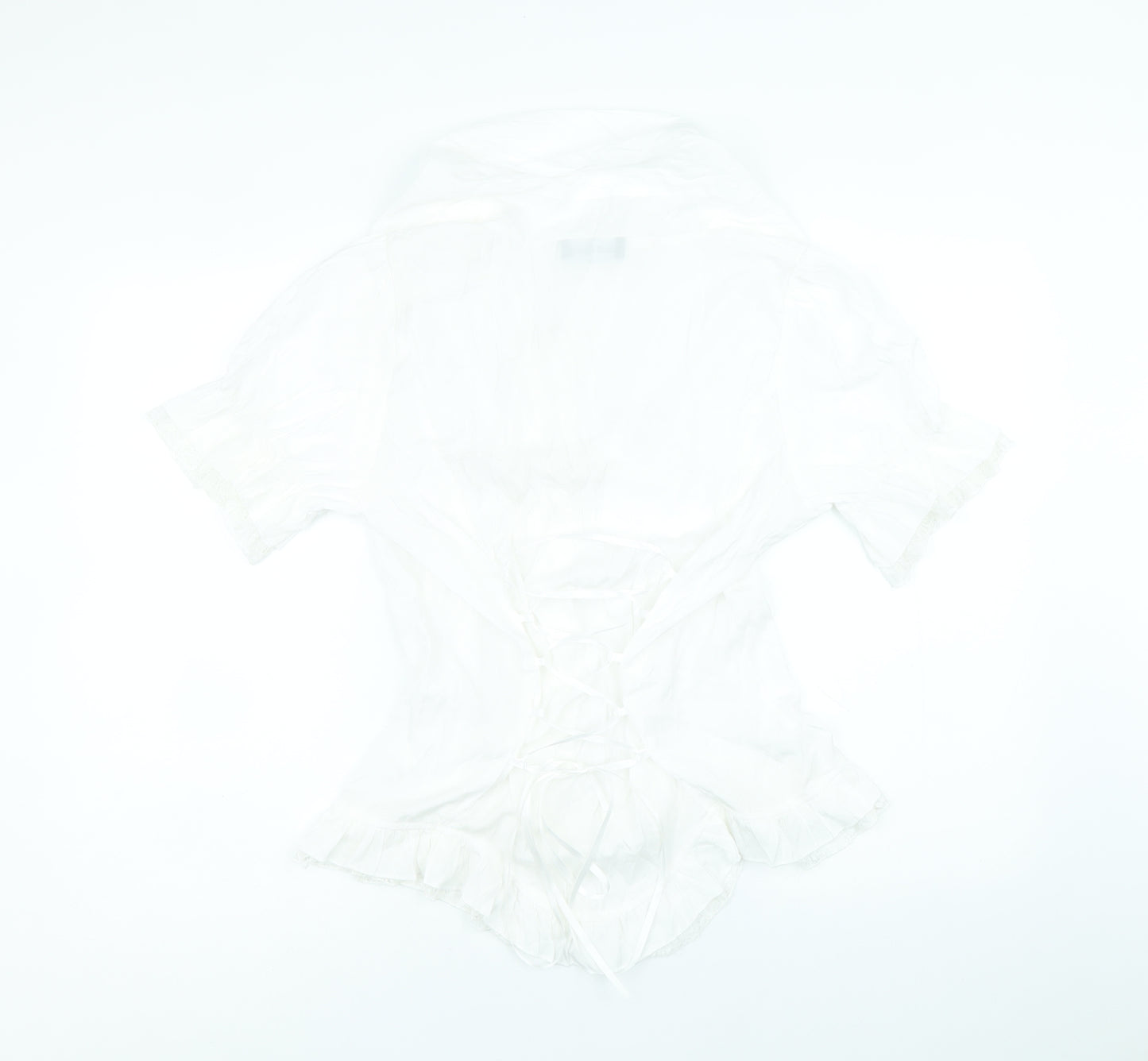 Scarlett Darkness Womens White Viscose Basic Blouse Size L V-Neck