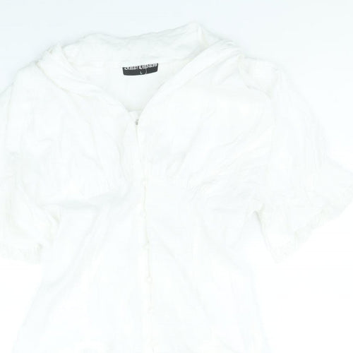 Scarlett Darkness Womens White Viscose Basic Blouse Size L V-Neck
