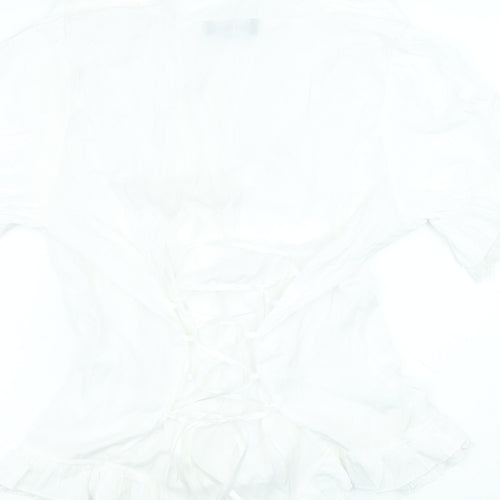 Scarlett Darkness Womens White Viscose Basic Blouse Size L V-Neck