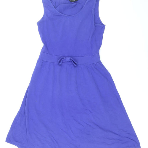 Dorothy Perkins Womens Blue Polyester Fit & Flare Size 10 Scoop Neck Pullover