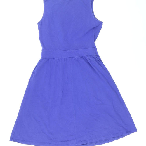 Dorothy Perkins Womens Blue Polyester Fit & Flare Size 10 Scoop Neck Pullover