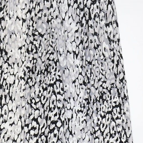 Marks and Spencer Womens Grey Animal Print Polyester Trousers Size 8 Regular Drawstring - Leopard Pattern