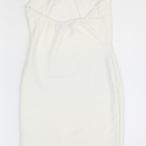 Misguided Womens Ivory Polyester Bodycon Size 6 Halter Pullover