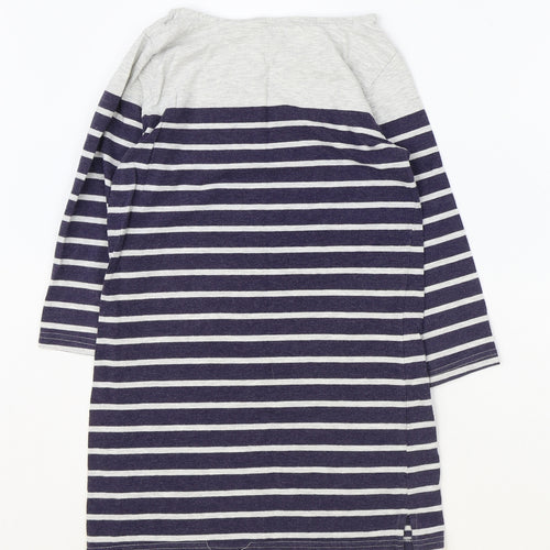 Papaya Womens Blue Striped Cotton Basic Tank Size 8 Boat Neck