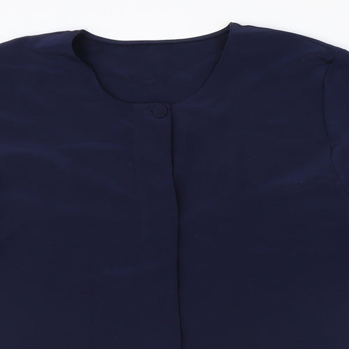 St Michael Womens Blue Polyester Basic Blouse Size 16 Round Neck
