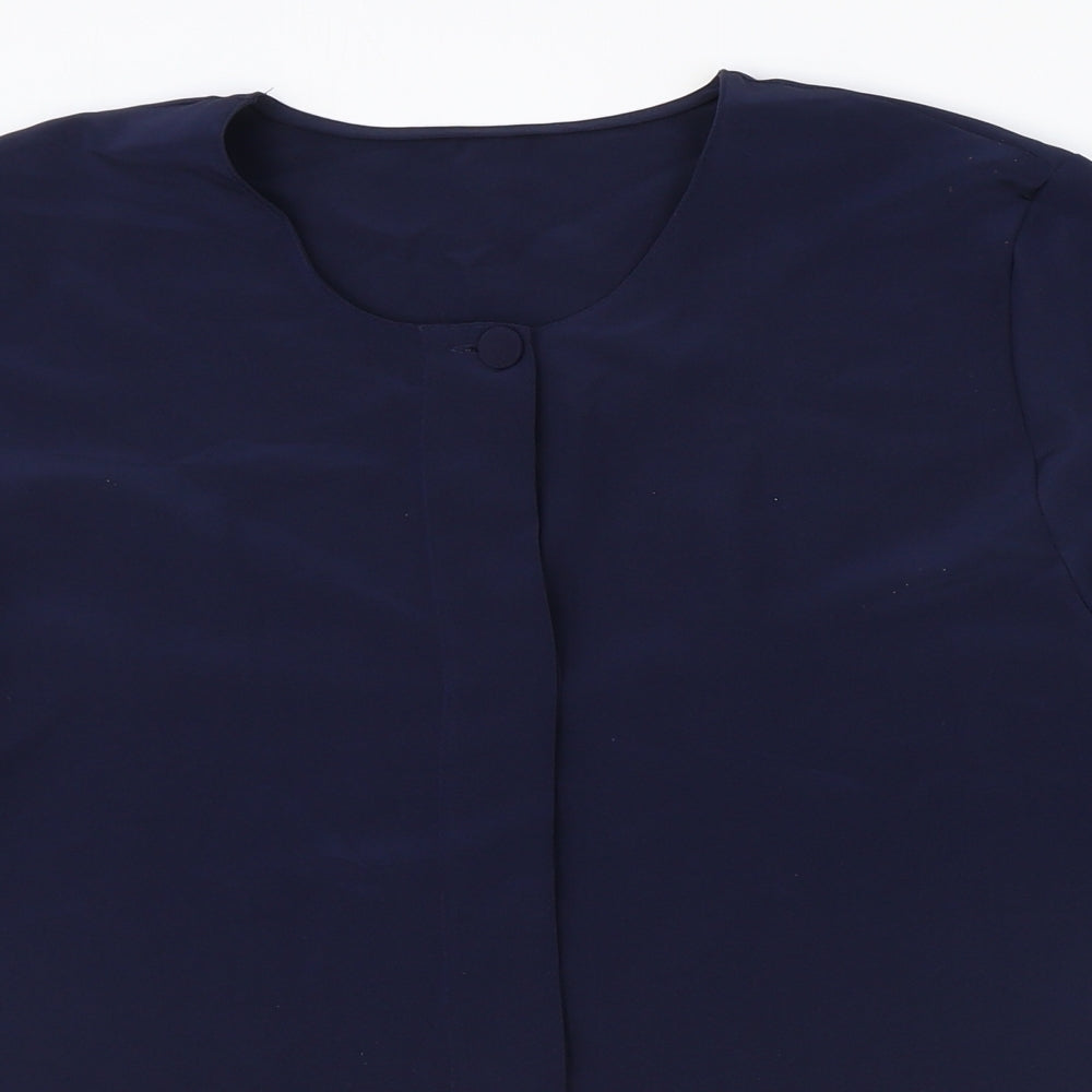 St Michael Womens Blue Polyester Basic Blouse Size 16 Round Neck
