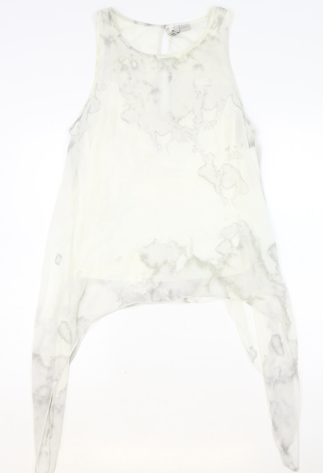 H&M Womens Ivory Geometric Polyester Basic Tank Size 12 Boat Neck - Asymmetric