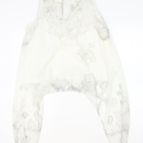 H&M Womens Ivory Geometric Polyester Basic Tank Size 12 Boat Neck - Asymmetric