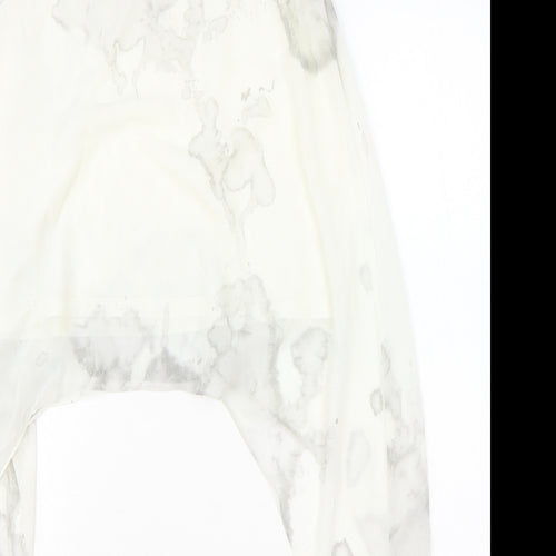 H&M Womens Ivory Geometric Polyester Basic Tank Size 12 Boat Neck - Asymmetric