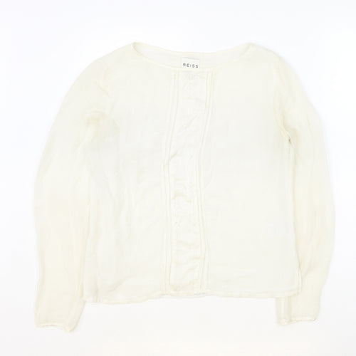 Reiss Womens Beige Silk Basic Blouse Size 10 Boat Neck