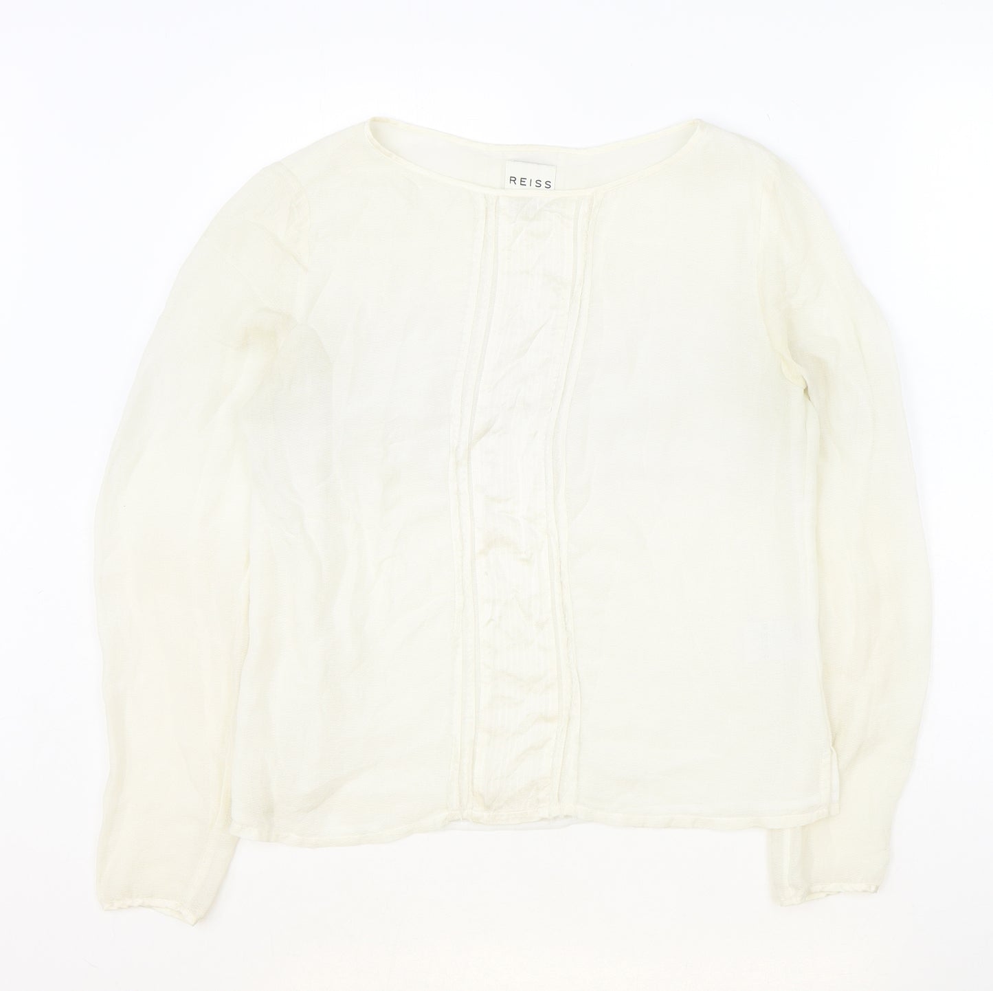 Reiss Womens Beige Silk Basic Blouse Size 10 Boat Neck