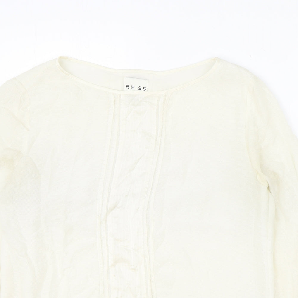 Reiss Womens Beige Silk Basic Blouse Size 10 Boat Neck