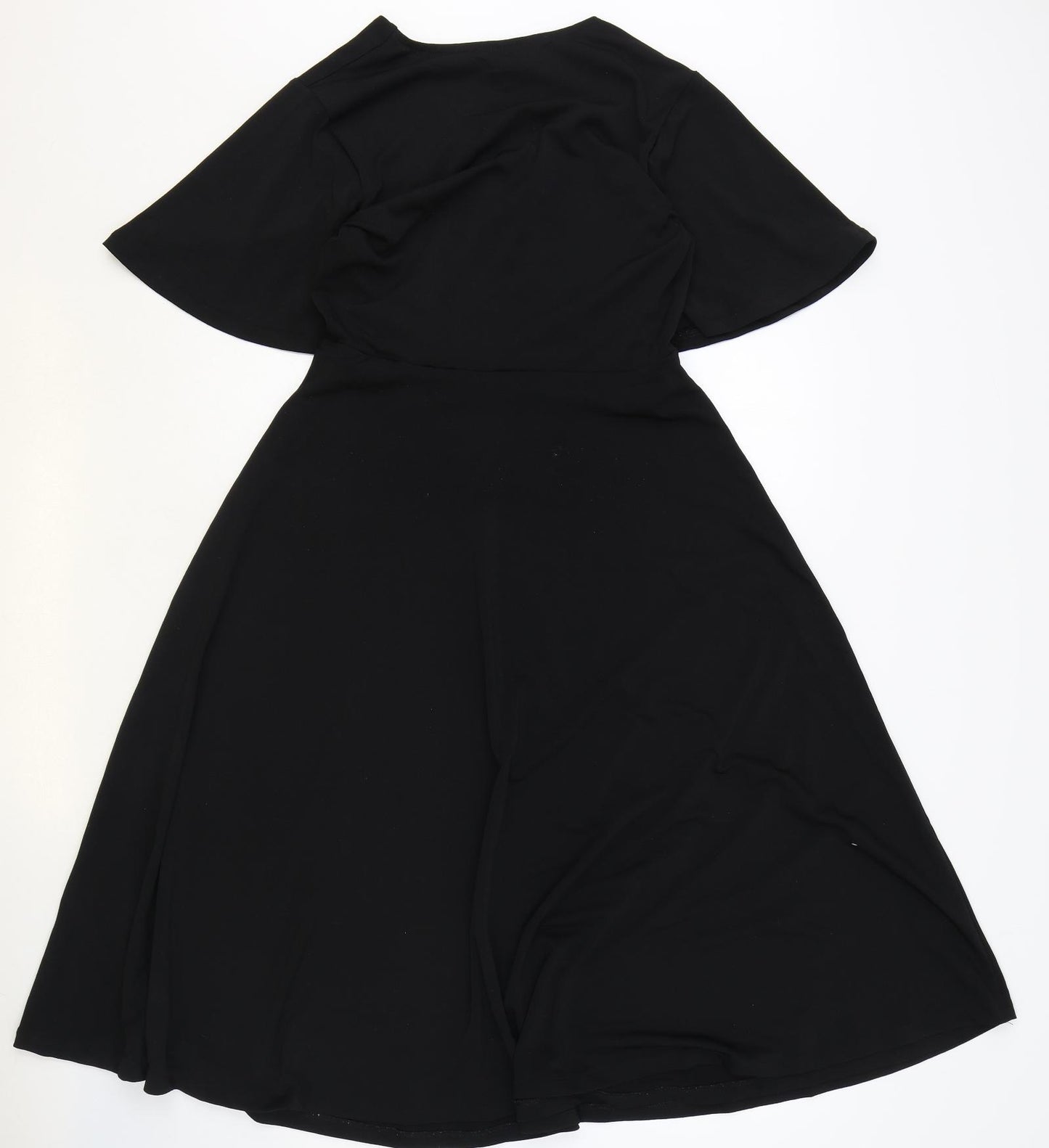 H&M Womens Black Polyester Wrap Dress Size S V-Neck Tie