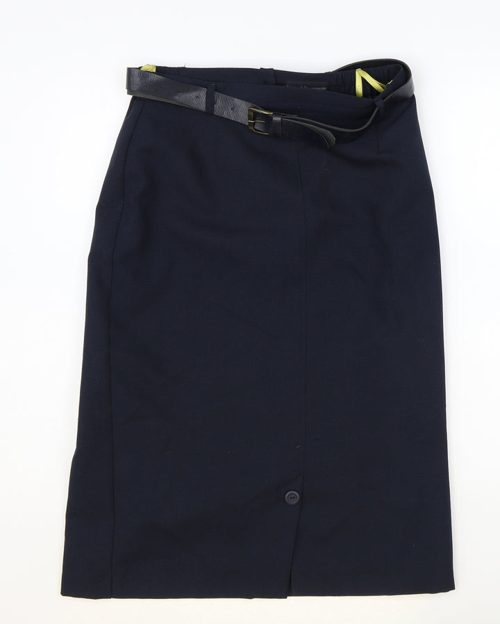 vroom and desmond Womens Blue Polyester Straight & Pencil Skirt Size 32 in Zip - Belt Included