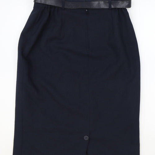 vroom and desmond Womens Blue Polyester Straight & Pencil Skirt Size 32 in Zip - Belt Included
