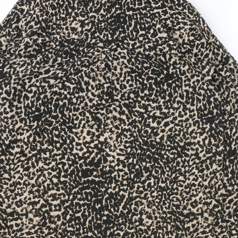 Hush Womens Brown Animal Print Viscose Basic Button-Up Size 14 Collared - Leopard Print