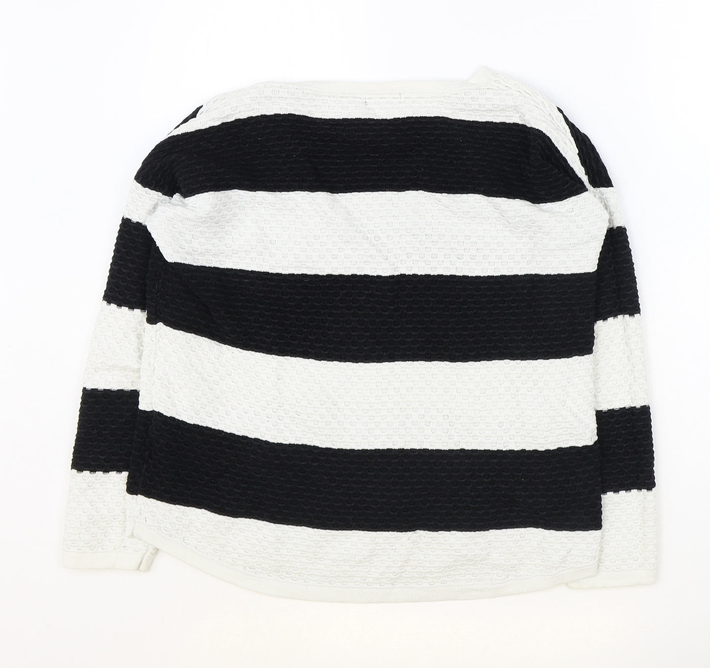 F&F Womens Ivory Round Neck Striped 100% Cotton Pullover Jumper Size 6