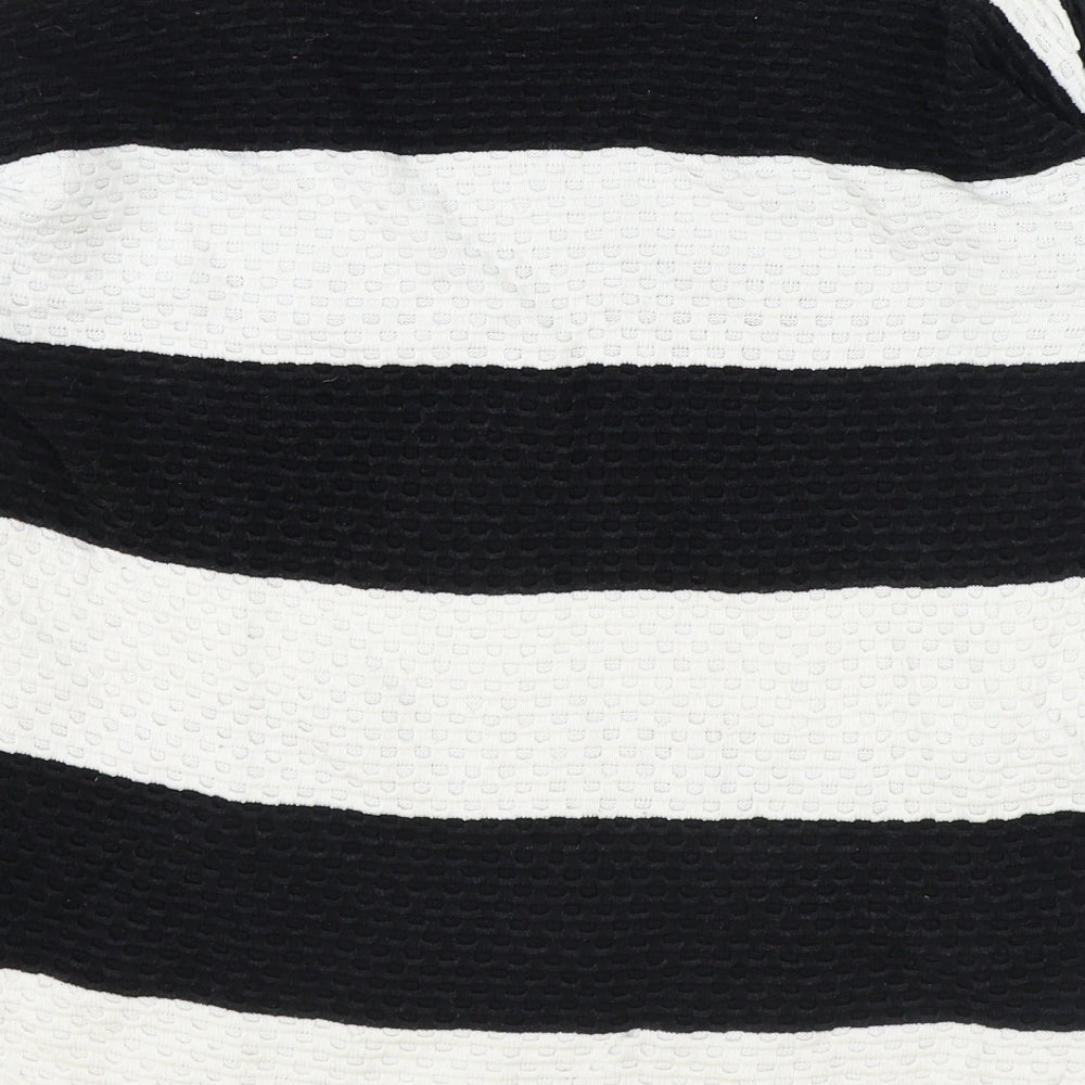 F&F Womens Ivory Round Neck Striped 100% Cotton Pullover Jumper Size 6