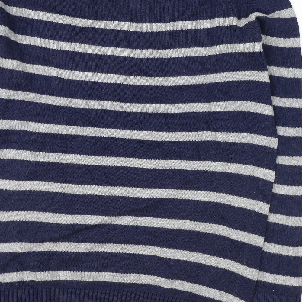 Crew Clothing Womens Blue Round Neck Striped Acrylic Pullover Jumper Size 14 - Star Print