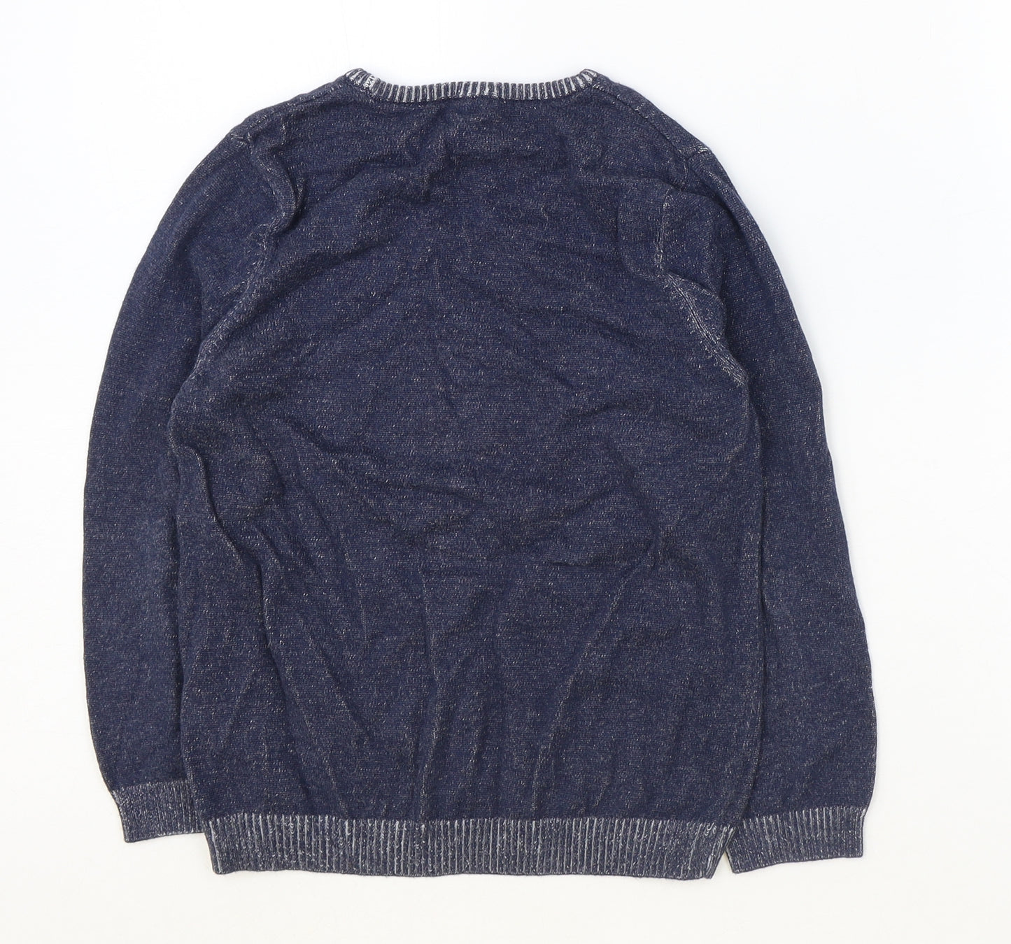 Marks and Spencer Boys Blue Round Neck 100% Cotton Pullover Jumper Size 6-7 Years Pullover - Boat