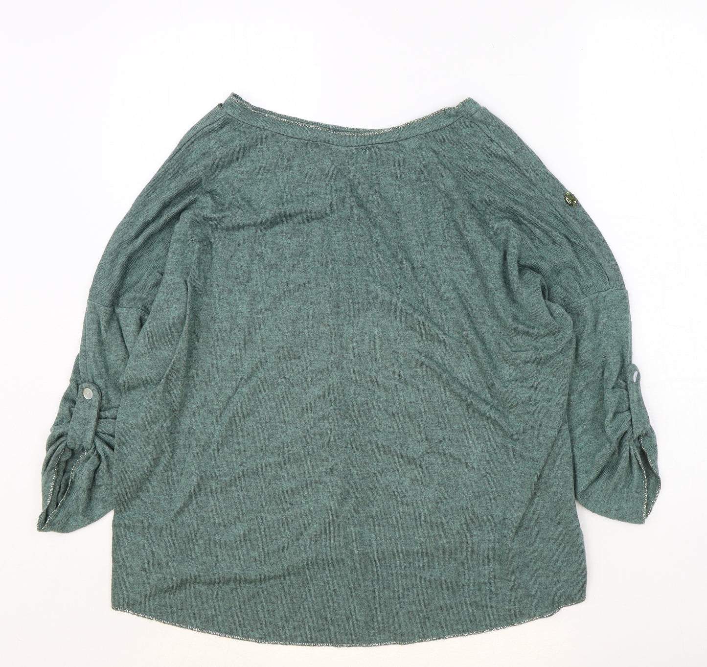 New Collection Womens Green Polka Dot Nylon Basic Blouse Size M Boat Neck
