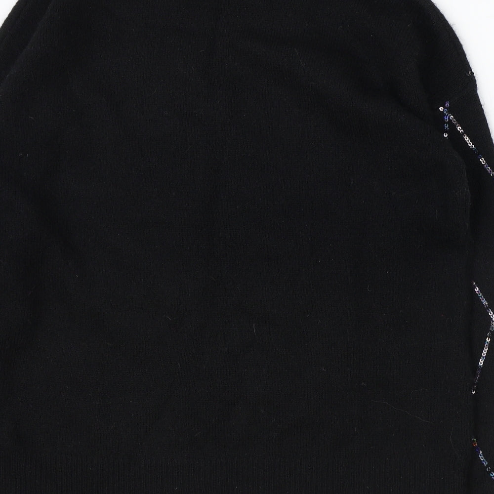 NEXT Womens Black Mock Neck Plaid Acrylic Pullover Jumper Size M