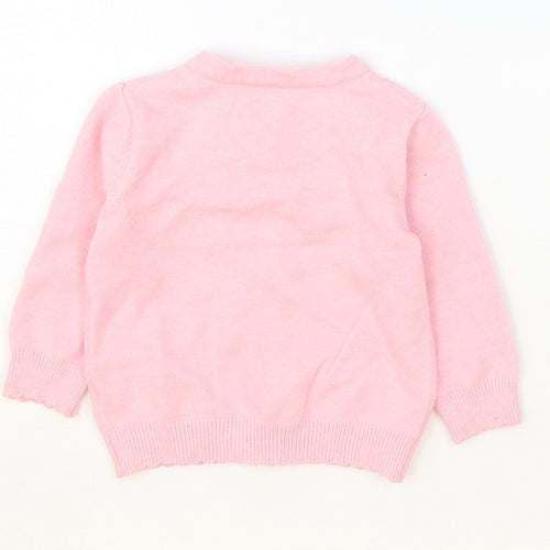Nutmeg Girls Pink Viscose Cardigan Jumper Size 3-6 Months Button - Rabbit