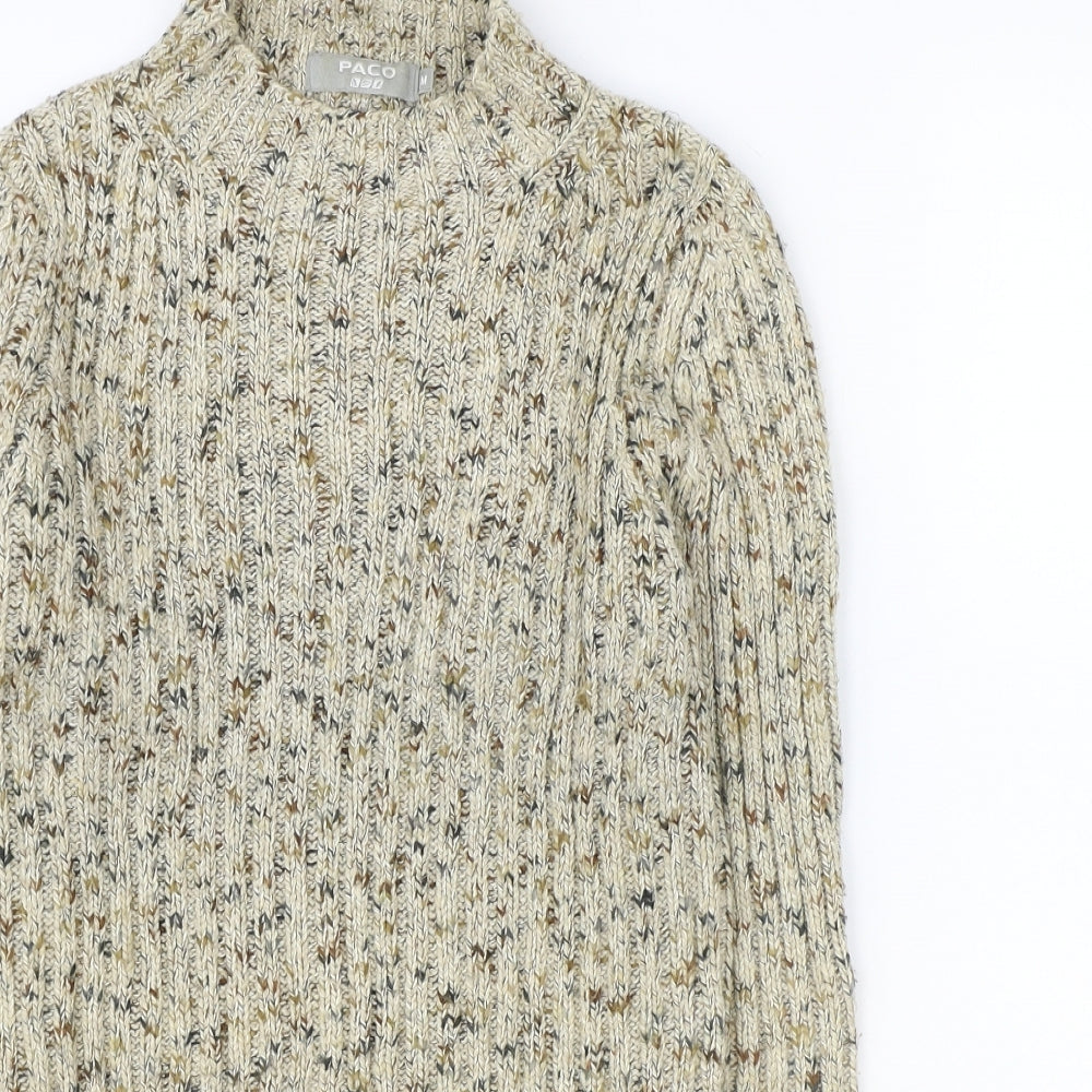 PACO Womens Brown Mock Neck Acrylic Pullover Jumper Size M