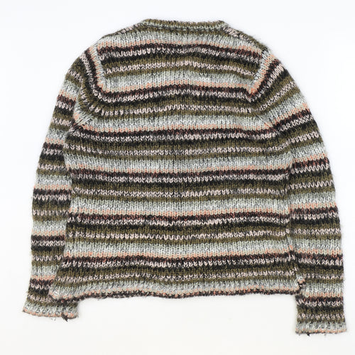 Fay Louise Womens Multicoloured Round Neck Striped Acrylic Cardigan Jumper Size L
