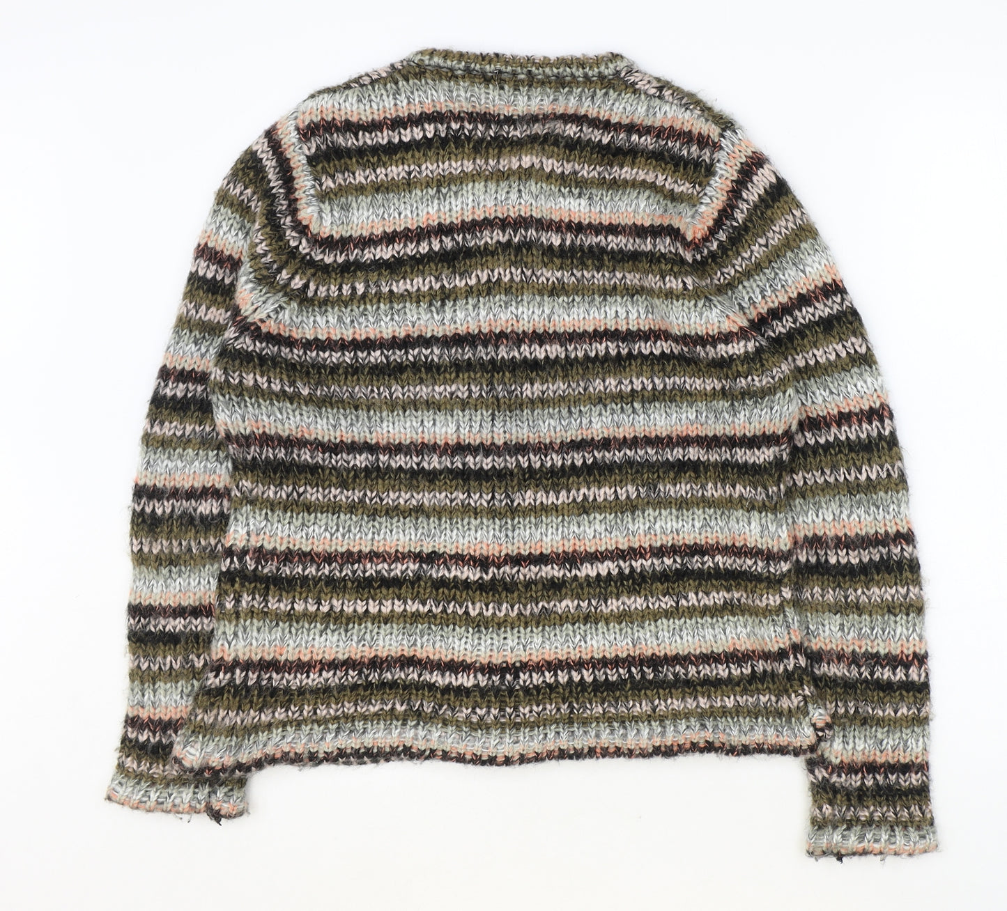 Fay Louise Womens Multicoloured Round Neck Striped Acrylic Cardigan Jumper Size L