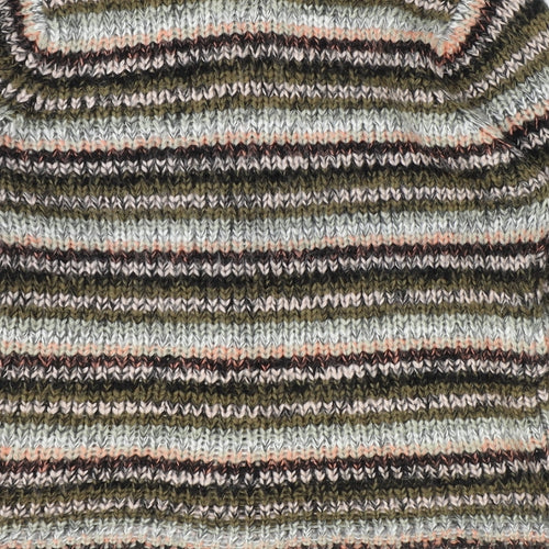 Fay Louise Womens Multicoloured Round Neck Striped Acrylic Cardigan Jumper Size L
