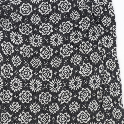 H&M Womens Grey Round Neck Geometric Cotton Pullover Jumper Size S