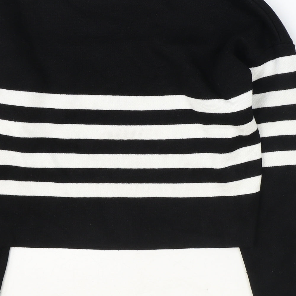 New Look Girls Black Round Neck Striped Viscose Pullover Jumper Size 10-11 Years Pullover