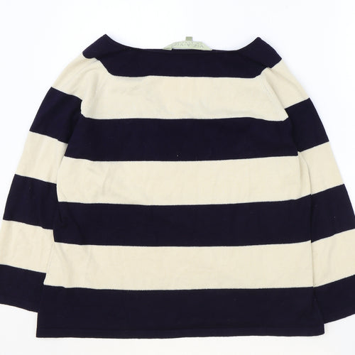 Viz-a-Viz Womens Black V-Neck Striped Viscose Pullover Jumper Size L