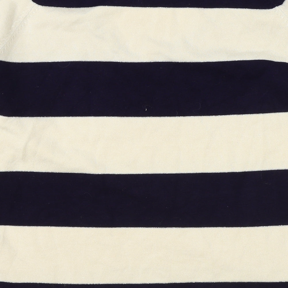 Viz-a-Viz Womens Black V-Neck Striped Viscose Pullover Jumper Size L