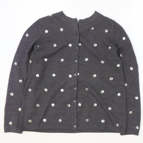 Marks and Spencer Womens Grey V-Neck Acrylic Cardigan Jumper Size 12
